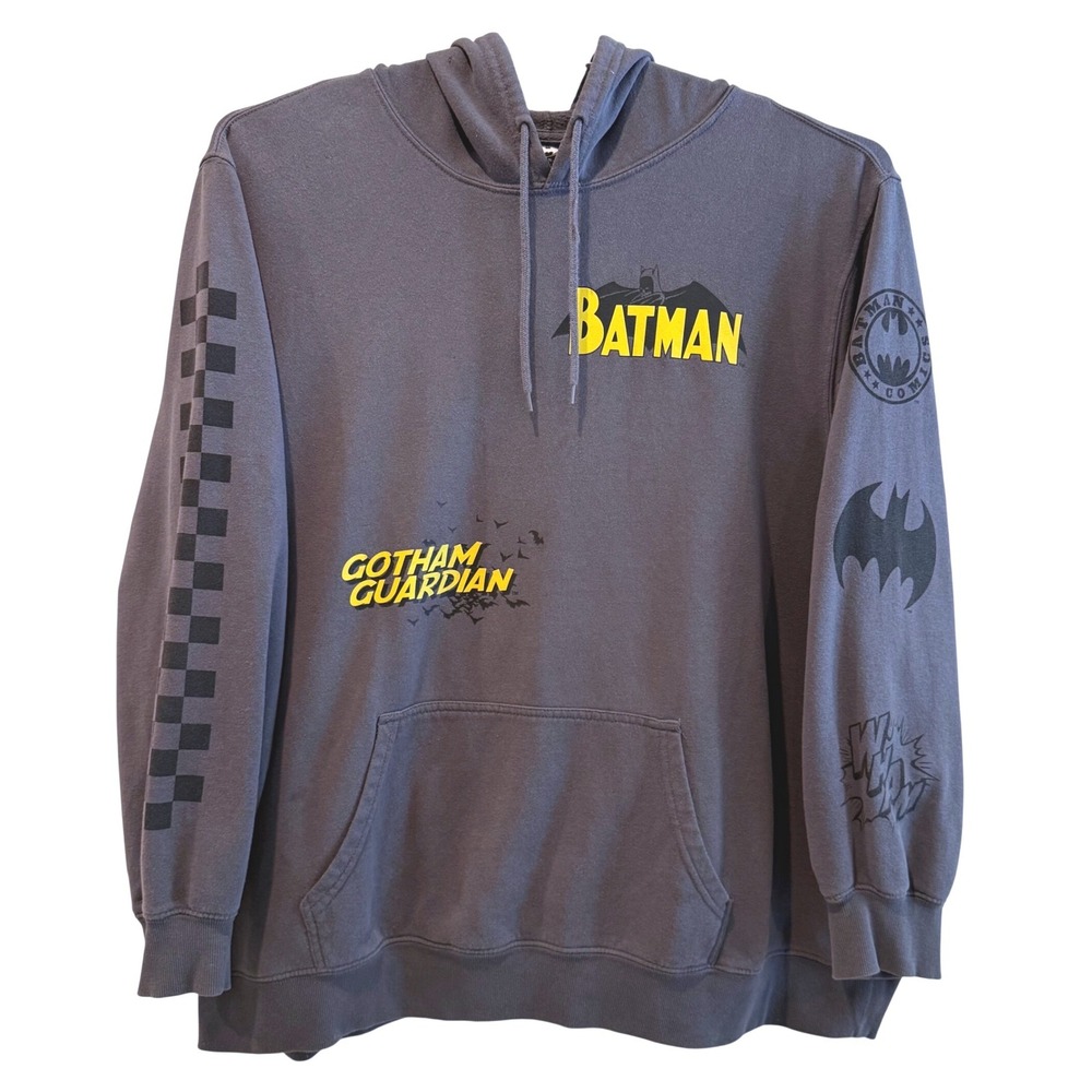 Batman Hoodie Gotham Guardian Gray Graphic Pullover Men's 3XL